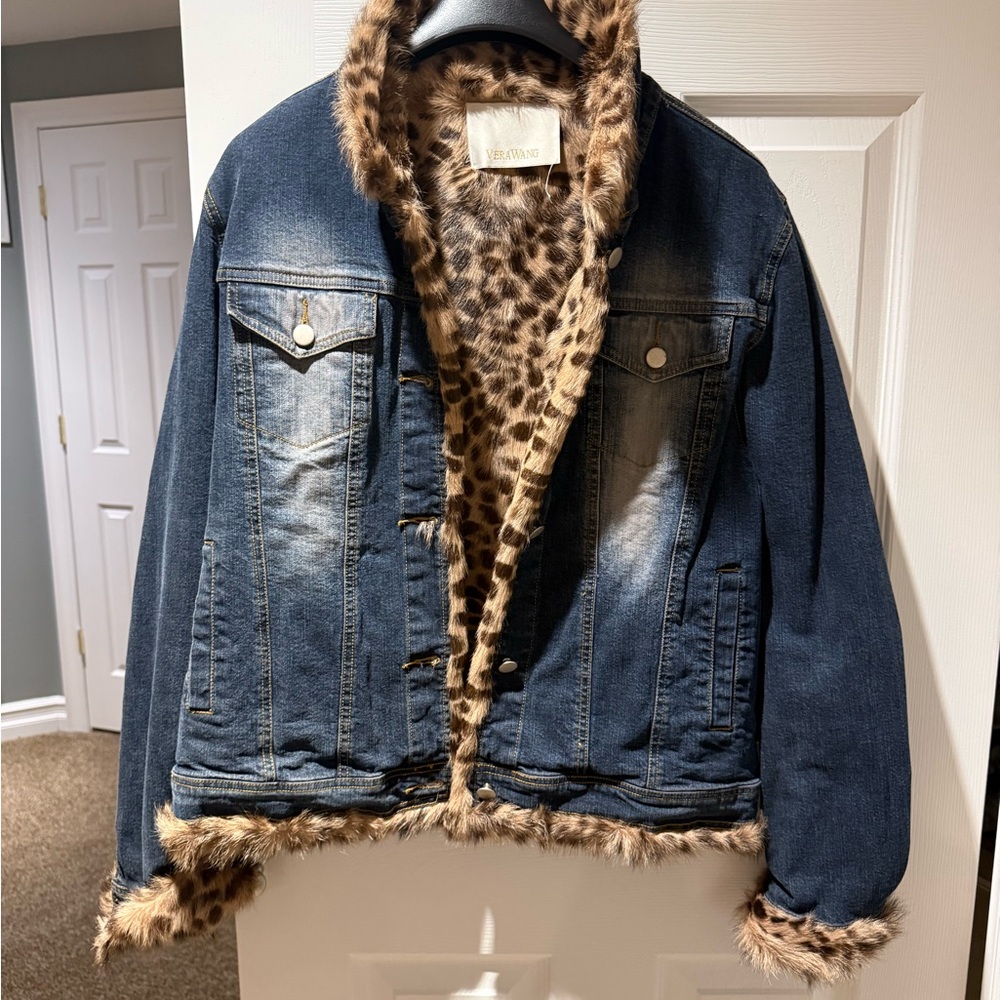 Vera Wang Leopard Print Fur Lining